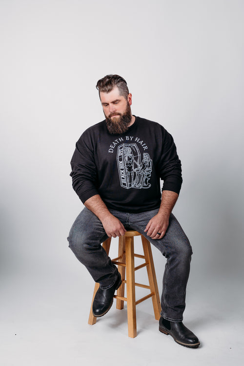 BLACK CREWNECK SWEATSHIRT BOX DYE