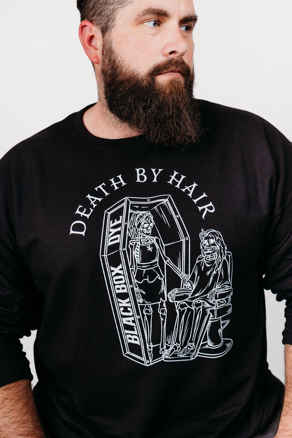 BLACK CREWNECK SWEATSHIRT BOX DYE